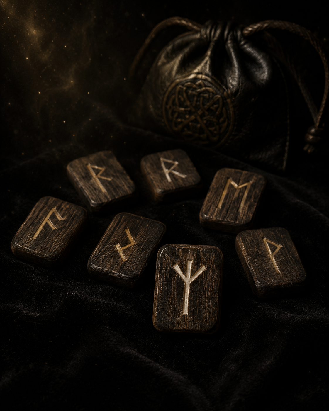 Set de Runes Futhark — Bois Gravé